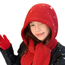 Cagoule d'hiver pour femmes avec cordon de serrage Protection chaude de la tête, du cou et du visage Capuche en polyester pour temps froid 4