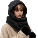 Cagoule d'hiver pour femmes avec écharpe intégrée Ensemble de couvre-chef et cou chaud en un seul Un accessoire d'hiver pour un usage quotidien 5