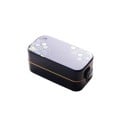 Caixa bento de duas camadas com divisória Tampa com padrão floral e clipes laterais Capacidade de 750 ml Em plástico 16,8 x 8,3 x 7,4 cm 4