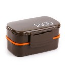 Caixa bento de plástico de dois andares para comida com divisórias Colher e garfo incluídos Capacidade 1400 ml Fecho com clipe 20 x 13 x 10 3