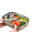 Caixa de almoço isolante em aço inoxidável 1500 ml 4 compartimentos com bolsa Tigela para sopa Colher Pauzinhos Recipiente térmico portátil para escola e trabalho 3