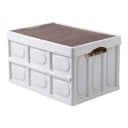 Caixa de camping dobrável em plástico com tampa e pegas 15 l 33 x 24 x 17 cm PP e tábua de madeira Branca Caixa de arrumação para o carro 8