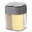 Caixa de especiarias 4 em 1 com tampa 8,5 × 6,5 × 6,5 cm recipiente multifuncional com 4 compartimentos para organização de especiarias na cozinha 1