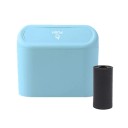 Caixa de lixo pequena para carro com tampa 15,5 x 14 cm Acessório impermeável em ABS com 1 rolo de sacos Contentor de armazenamento compacto 3