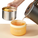 Caixa térmica para almoço para crianças 600 ml 11,5×9 cm Recipiente isolado em aço inoxidável À prova de fugas Caixa de almoço para micro-ondas Ecológica Portátil 6