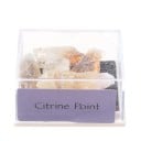 Caja con minerales en bruto Muestras de piedras en una caja transparente con base negra y etiqueta con el nombre del mineral Dimensiones 4 x 3 x 2 4