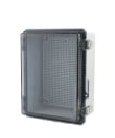 Caja de distribución exterior IP67 de plástico ABS con tapa transparente gris, dimensiones 22 x 17 x 11 cm, placa de montaje 2