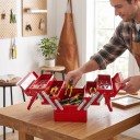Caja de herramientas metálica 3 niveles y 5 compartimentos Portátil plegable con asa 45,7 x 20 x 21,5 cm Acero rojo Para taller almacén y garaje 5