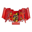 Caja de herramientas metálica 3 niveles y 5 compartimentos Portátil plegable con asa 45,7 x 20 x 21,5 cm Acero rojo Para taller almacén y garaje 6