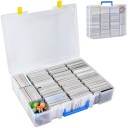 Caja de plástico para guardar cartas de juego e intercambio con capacidad para más de 2300 piezas, con separadores ajustables y asa de 35,5 x 2