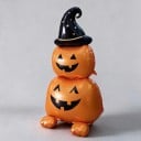 Calabaza inflable con sombrero de bruja Globo de pie Decoración de Halloween Dos calabazas una encima de la otra Decoración de fiesta naranja y negra 4