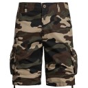 Calças curtas de camuflagem para homem em algodão Calças curtas respiráveis com bolso lateral Comprimento até ao joelho Calções de verão confortáveis para caminhadas e lazer 3