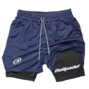 Calças de desporto rápidas a secar para homem de duas camadas Calções de corrida de verão para exterior para badminton Cintura elástica Corda de aperto 4