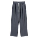 Calças de fato de treino para homem com interior felpudo, com bolsos, ajustáveis com cordão, poliéster, spandex, corte confortável 1