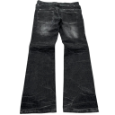 Calças de ganga unisex pretas estilo gótico com atacadores aparência desgastada pernas largas tachas calças rasgadas até aos tornozelos 2