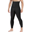 Calças de modelagem masculinas de cintura alta Calças térmicas pretas de compressão para queima de gordura Calças de fitness redutoras com fecho 1