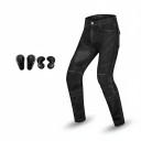 Calças de moto com protecções pretas perfuradas nos joelhos e ancas Painéis em rede e inserções elásticas Poliéster e algodão Pretas Roupa de moto 1