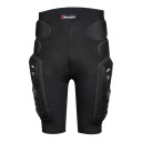 Calças de motocross pretas até ao joelho com protecções rígidas para as coxas e protecções acolchoadas para os quadris com um cinto elástico largo 1