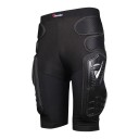 Calças de motocross pretas até ao joelho com protecções rígidas para as coxas e protecções acolchoadas para os quadris com um cinto elástico largo 2