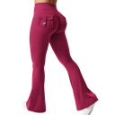 Calças de mulher em stretch com cintura elástica, bolsos laterais, pernas alargadas até aos tornozelos, calças elegantes e confortáveis para uso diário 4