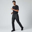 Calças impermeáveis para moto Unisex Cintura elástica e bolsos com fecho de correr Material PU e TPU Pretas com risca branca Calças de chuva 6