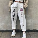 Calças jogger brancas para senhora com estampado 1