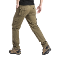 Calças largas de algodão para homem Calças tácticas outdoor com cintura elástica Grandes bolsos Calças de trabalho Roupa 13