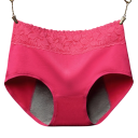 Calças menstruais de cintura alta Renda na cintura Algodão elastano Lingerie absorvente de cor única Reutilizáveis calças confortáveis 15