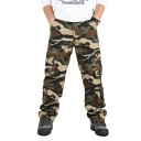 Calças tácticas de camuflagem para homem com várias bolsas Estilo militar Calças de exterior Material resistente Camping Caminhadas Trabalho 1