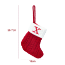 Calcetín decorativo navideño 15 x 25,7 cm Rojo con borde blanco y cuerda para colgar Letra X bordada Decoración festiva 2