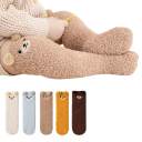 Calcetines de invierno para niños unisex de 0 a 5 años Calcetines térmicos con forro de peluche Calcetines de un solo color con motivos de animales Algodón poliéster Calcetines cálidos 2