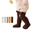 Calcetines de invierno para niños unisex de 0 a 5 años Calcetines térmicos con forro de peluche Calcetines de un solo color con motivos de animales Algodón poliéster Calcetines cálidos 6