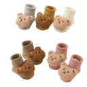 Calcetines de invierno unisex para niños Calcetines de algodón cálidos de un solo color con motivo de osito Calcetines suaves 5