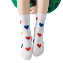 Calcetines de niña 3 pares Calcetines lisos con estampado de corazones Algodón poliéster elastano Calcetines suaves y cómodos para niñas 4