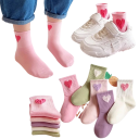 Calcetines de niña 5 pares Calcetines de colores con motivo de corazones Poliéster elastano Calcetines elásticos y cómodos para niños para uso diario 4