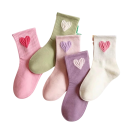 Calcetines de niña 5 pares Calcetines de colores con motivo de corazones Poliéster elastano Calcetines elásticos y cómodos para niños para uso diario 5