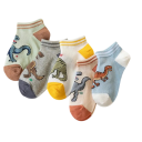 Calcetines de niño 5 pares Calcetines coloridos con motivos de dinosaurios Poliéster elastano Calcetines elásticos y cómodos para niños 3