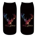 Calcetines navideños para mujer con estampado de ciervos en 3D 4