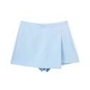 Calções assimétricos femininos de cintura alta com fecho lateral Calções vintage elegantes de uma só cor Calções de verão estilosos 11