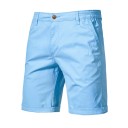 Calções de algodão para homem com cintura elástica Calções casuais em 100% algodão com bolsos Calções informais confortáveis 3