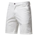 Calções de algodão para homem com cintura elástica Calções casuais em 100% algodão com bolsos Calções informais confortáveis 2