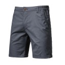 Calções de algodão para homem com cintura elástica Calções casuais em 100% algodão com bolsos Calções informais confortáveis 7