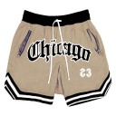 Calções de desporto rápidos a secar para homem Chicago Calções de fitness de basquetebol com bolsos com fecho Zipper Calções de treino soltos para o verão 6