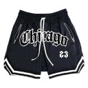 Calções de desporto rápidos a secar para homem Chicago Calções de fitness de basquetebol com bolsos com fecho Zipper Calções de treino soltos para o verão 1