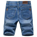 Calções de ganga para homem com bolsos Corte justo e reto Jeans de verão para a cidade e lazer Calças curtas de denim confortáveis 3