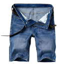 Calções de ganga para homem com bolsos Corte justo e reto Jeans de verão para a cidade e lazer Calças curtas de denim confortáveis 6