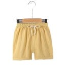 Calções de menino com cintura elástica e cordão ajustável, calções de verão arejados com bainha dobrada 2