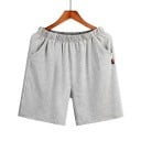 Calções de pijama para homem de cor sólida com pernas curtas, cintura elástica, bolsos, algodão, poliéster, uso doméstico, dormir, conforto 2