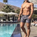 Calções de praia masculinos com padrão militar 2