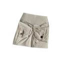 Calções Femininos de Cintura Alta com Bolsos em Cor Sólida de Algodão, Poliéster e Spandex, Calções de Verão Elásticos e Confortáveis 9